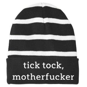 Anna Maltese Tick Tock Motherfucker Striped Beanie with Solid Band