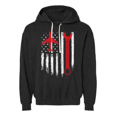 Airplane Mechanic Tools Aviation Technician Plane Lover Garment-Dyed Fleece Hoodie