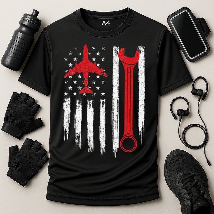 Airplane Mechanic Tools Aviation Technician Plane Lover Cooling Performance Crew T-Shirt