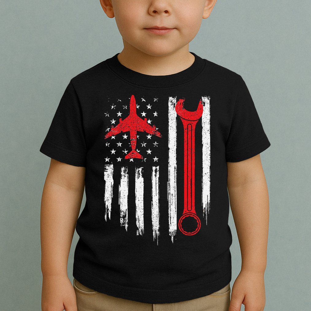 Airplane Mechanic Tools Aviation Technician Plane Lover Toddler T-Shirt