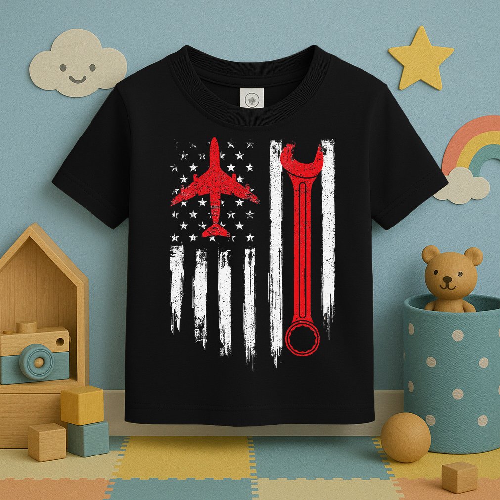 Airplane Mechanic Tools Aviation Technician Plane Lover Toddler T-Shirt