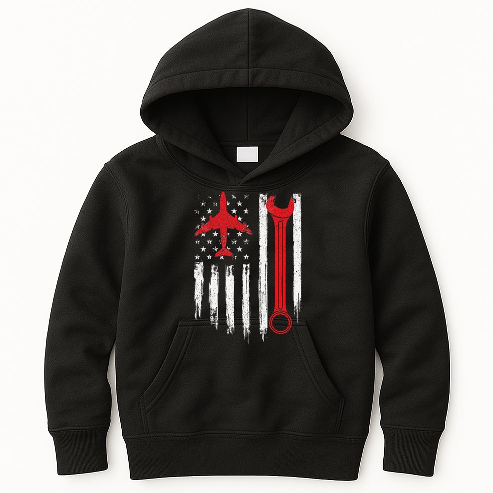 Airplane Mechanic Tools Aviation Technician Plane Lover Kids Hoodie