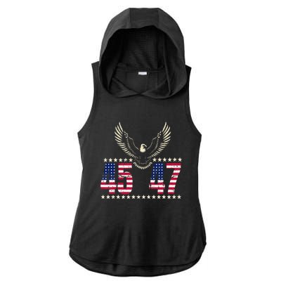 American Made Trump Merchandise Trump 45 47 Trump 2025 Ladies PosiCharge Tri-Blend Wicking Draft Hoodie Tank