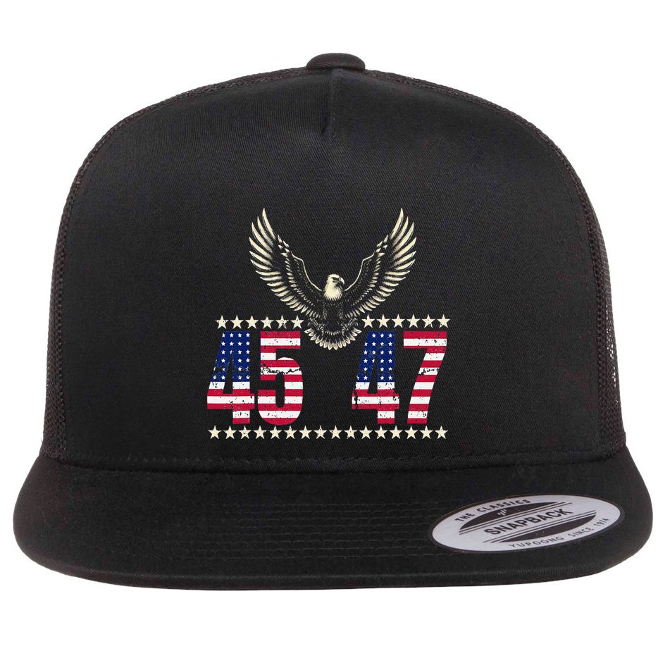 American Made Trump Merchandise Trump 45 47 Trump 2025 Flat Bill Trucker Hat