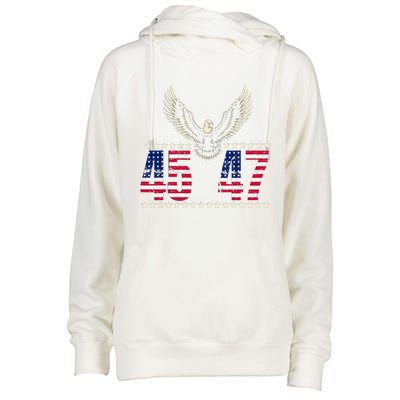 American Made Trump Merchandise Trump 45 47 Trump 2025 Womens Funnel Neck Pullover Hood