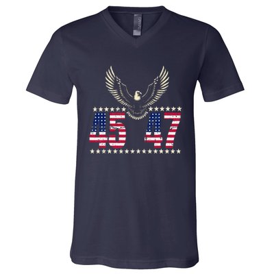 American Made Trump Merchandise Trump 45 47 Trump 2025 V-Neck T-Shirt