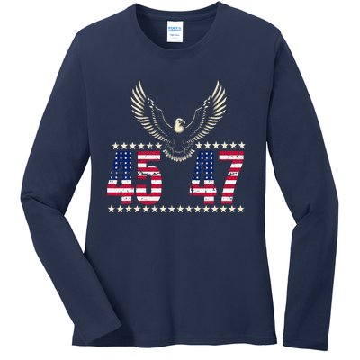 American Made Trump Merchandise Trump 45 47 Trump 2025 Ladies Long Sleeve Shirt