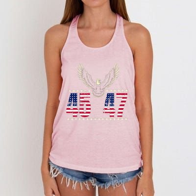 American Made Trump Merchandise Trump 45 47 Trump 2025 Women's Knotted Racerback Tank