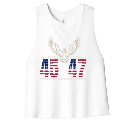 American Made Trump Merchandise Trump 45 47 Trump 2025 Women's Racerback Cropped Tank