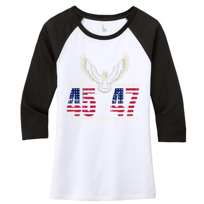 American Made Trump Merchandise Trump 45 47 Trump 2025 Women's Tri-Blend 3/4-Sleeve Raglan Shirt