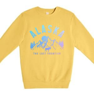 Alaska Moose The Last Frontier Mountains Hiking Gift Premium Crewneck Sweatshirt