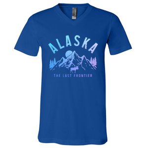 Alaska Moose The Last Frontier Mountains Hiking Gift V-Neck T-Shirt