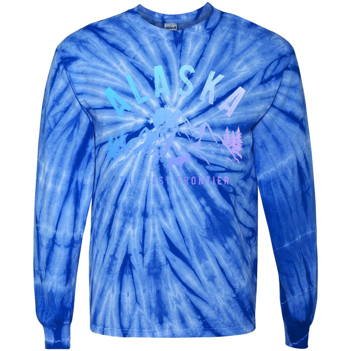 Alaska Moose The Last Frontier Mountains Hiking Gift Tie-Dye Long Sleeve Shirt