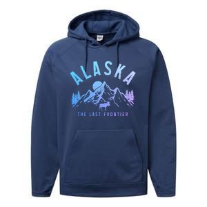 Alaska Moose The Last Frontier Mountains Hiking Gift Performance Fleece Hoodie