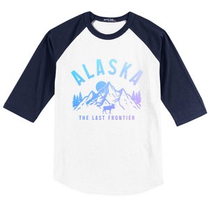 Alaska Moose The Last Frontier Mountains Hiking Gift Baseball Sleeve Shirt