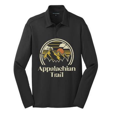 Appalachian Mountains Trail Vintage Hiking Camp Retro Gift Silk Touch Performance Long Sleeve Polo