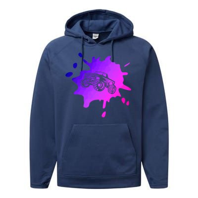 Abstract Monster Truck Driver Extreme Sports Motorsport 4x4 Cool Gift Performance Fleece Hoodie