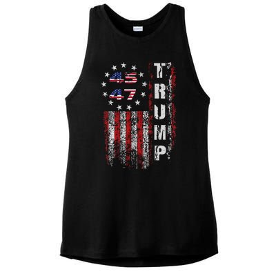 American Made Trump Merchandise Flag Trump 45 47 Trump 2025 Ladies PosiCharge Tri-Blend Wicking Tank