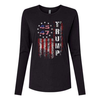 American Made Trump Merchandise Flag Trump 45 47 Trump 2025 Womens Cotton Relaxed Long Sleeve T-Shirt