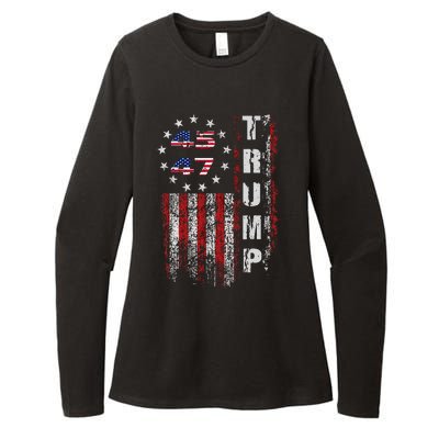 American Made Trump Merchandise Flag Trump 45 47 Trump 2025 Womens CVC Long Sleeve Shirt