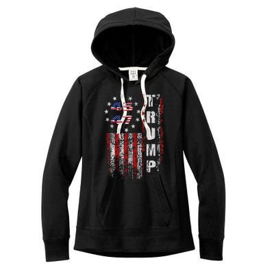 American Made Trump Merchandise Flag Trump 45 47 Trump 2025 Women's Fleece Hoodie