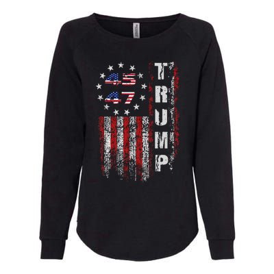 American Made Trump Merchandise Flag Trump 45 47 Trump 2025 Womens California Wash Sweatshirt