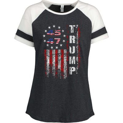 American Made Trump Merchandise Flag Trump 45 47 Trump 2025 Enza Ladies Jersey Colorblock Tee