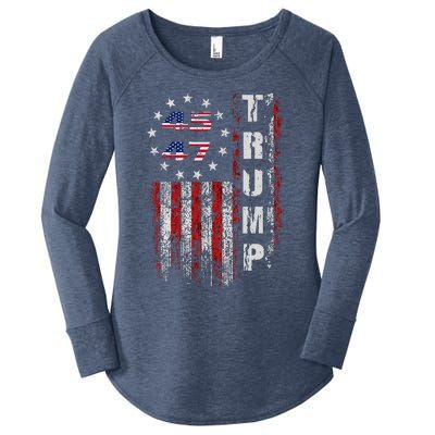 American Made Trump Merchandise Flag Trump 45 47 Trump 2025 Women's Perfect Tri Tunic Long Sleeve Shirt