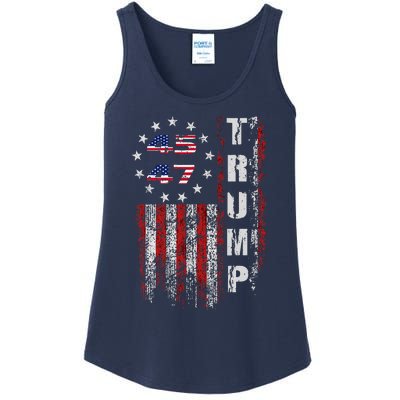 American Made Trump Merchandise Flag Trump 45 47 Trump 2025 Ladies Essential Tank