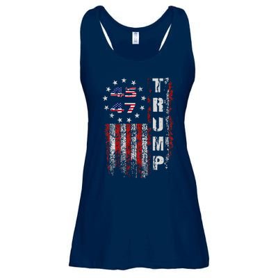 American Made Trump Merchandise Flag Trump 45 47 Trump 2025 Ladies Essential Flowy Tank