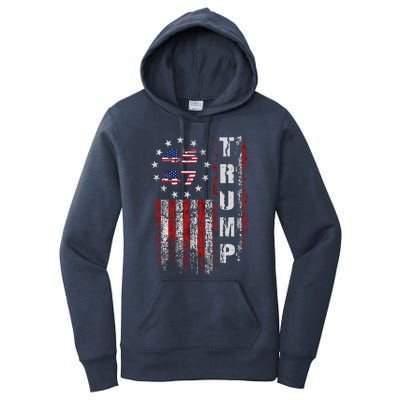 American Made Trump Merchandise Flag Trump 45 47 Trump 2025 Women's Pullover Hoodie