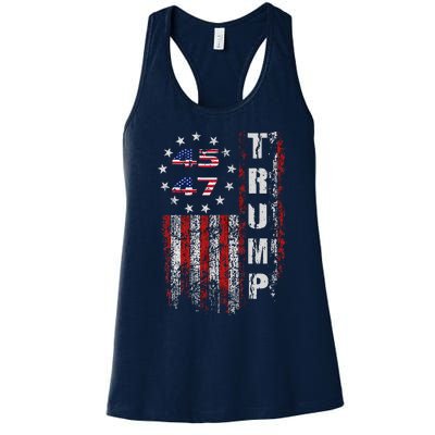 American Made Trump Merchandise Flag Trump 45 47 Trump 2025 Women's Racerback Tank