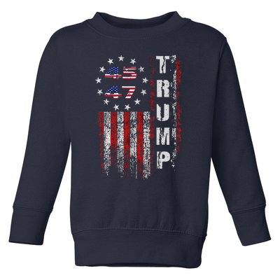 American Made Trump Merchandise Flag Trump 45 47 Trump 2025 Toddler Sweatshirt