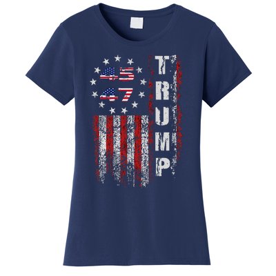 American Made Trump Merchandise Flag Trump 45 47 Trump 2025 Women's T-Shirt