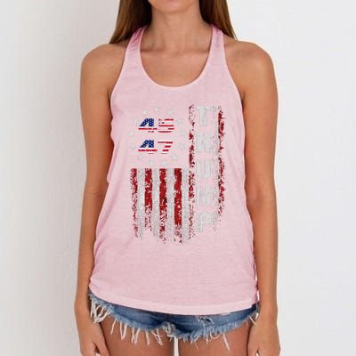 American Made Trump Merchandise Flag Trump 45 47 Trump 2025 Women's Knotted Racerback Tank