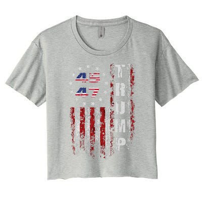 American Made Trump Merchandise Flag Trump 45 47 Trump 2025 Women's Crop Top Tee