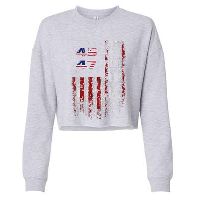 American Made Trump Merchandise Flag Trump 45 47 Trump 2025 Cropped Pullover Crew