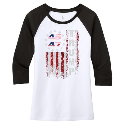 American Made Trump Merchandise Flag Trump 45 47 Trump 2025 Women's Tri-Blend 3/4-Sleeve Raglan Shirt