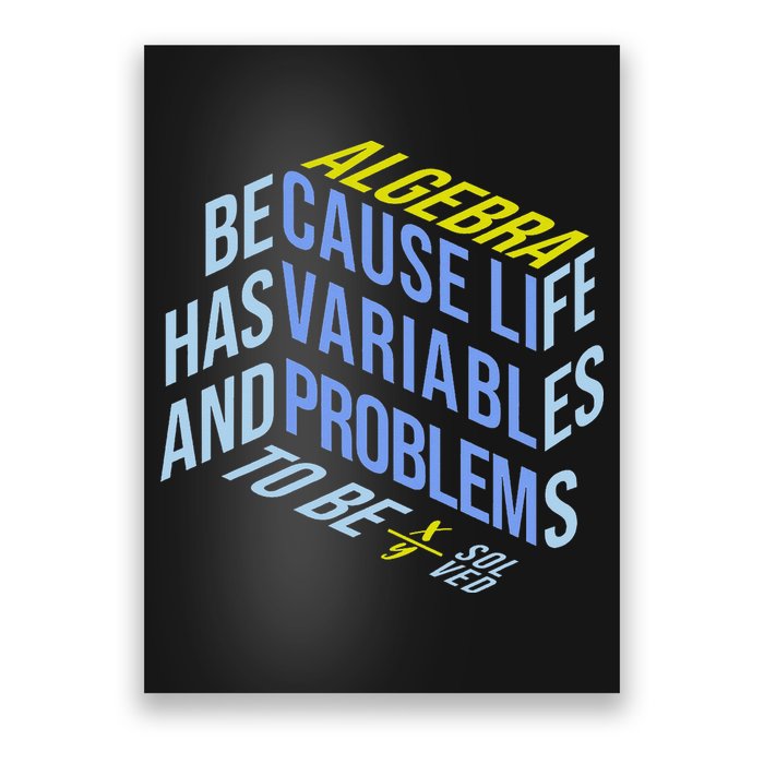 Algebra Math Teacher Life Has Variables And Problems Poster
