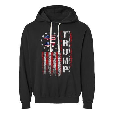American Made Trump Merchandise Trump 45 47 Flag 2025 Garment-Dyed Fleece Hoodie