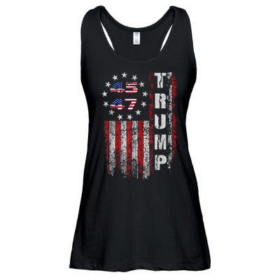 American Made Trump Merchandise Trump 45 47 Flag 2025 Ladies Essential Flowy Tank