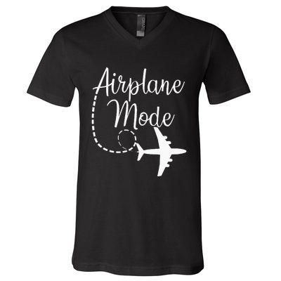 Airplane Mode Traveling Vacation Traveler Adventure Long Sleeve V-Neck T-Shirt