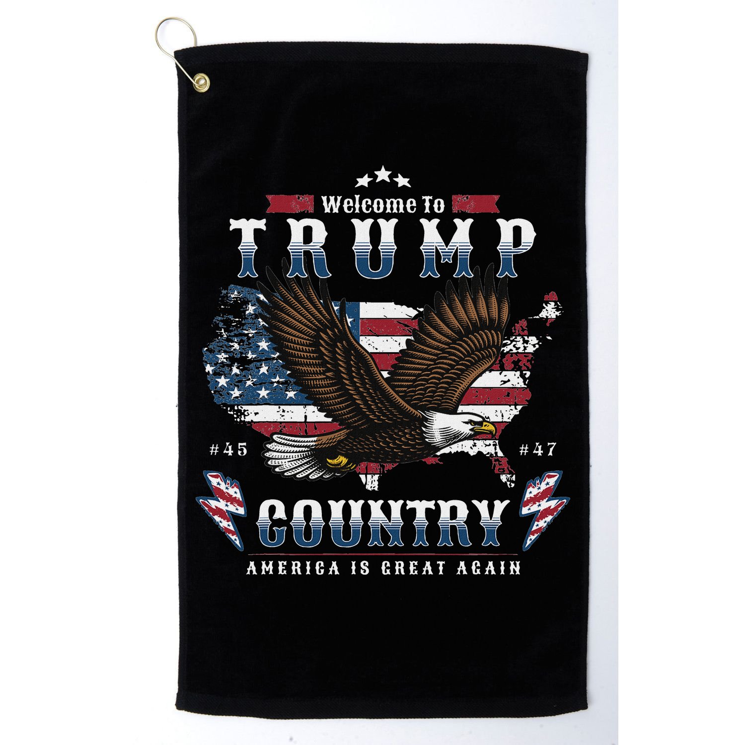 American Made Trump Merchandise Flag Trump 45 47 Golf Towel