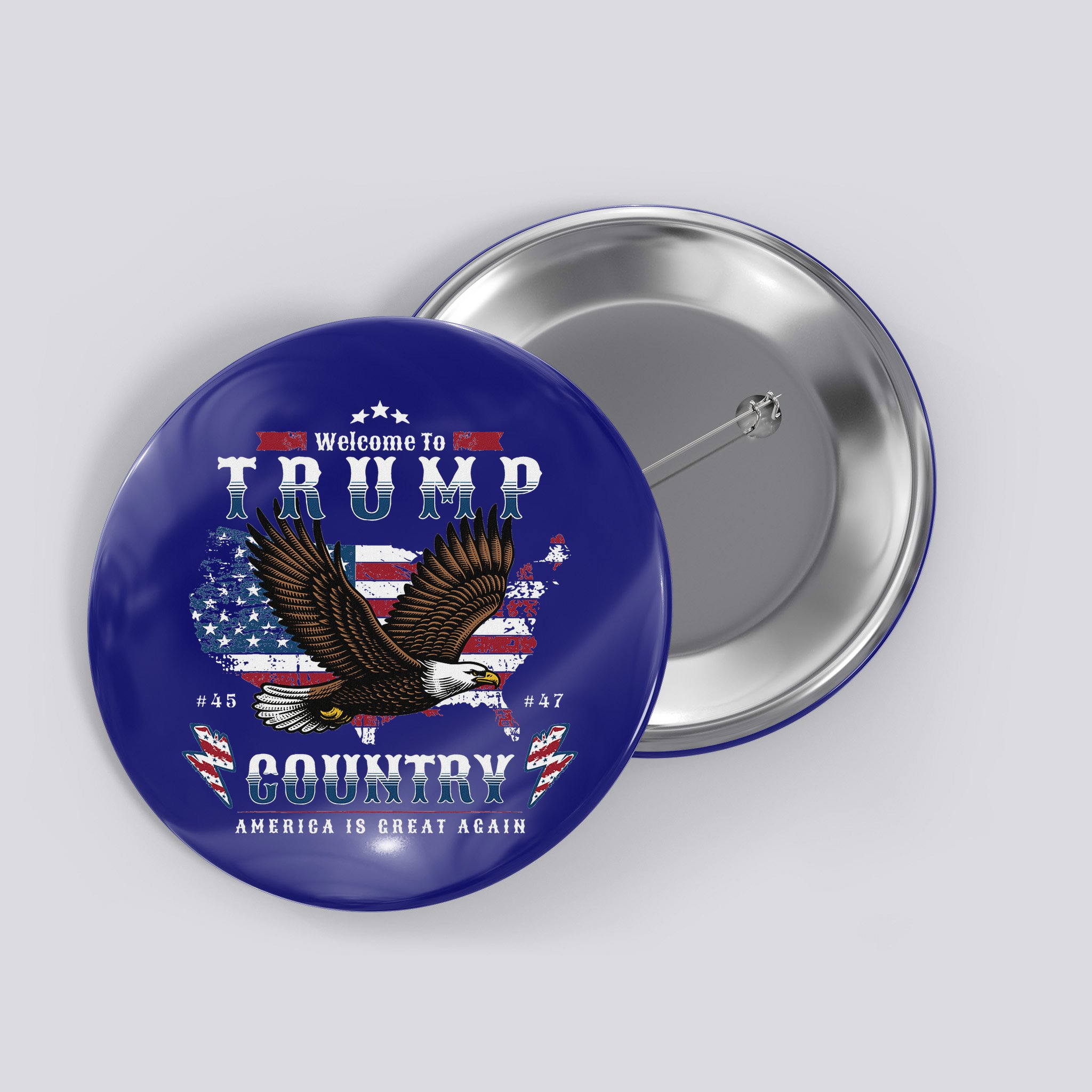 American Made Trump Merchandise Flag Trump 45 47 Button