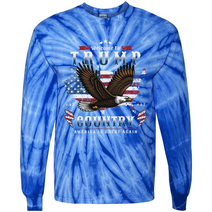 American Made Trump Merchandise Flag Trump 45 47 Tie-Dye Long Sleeve Shirt