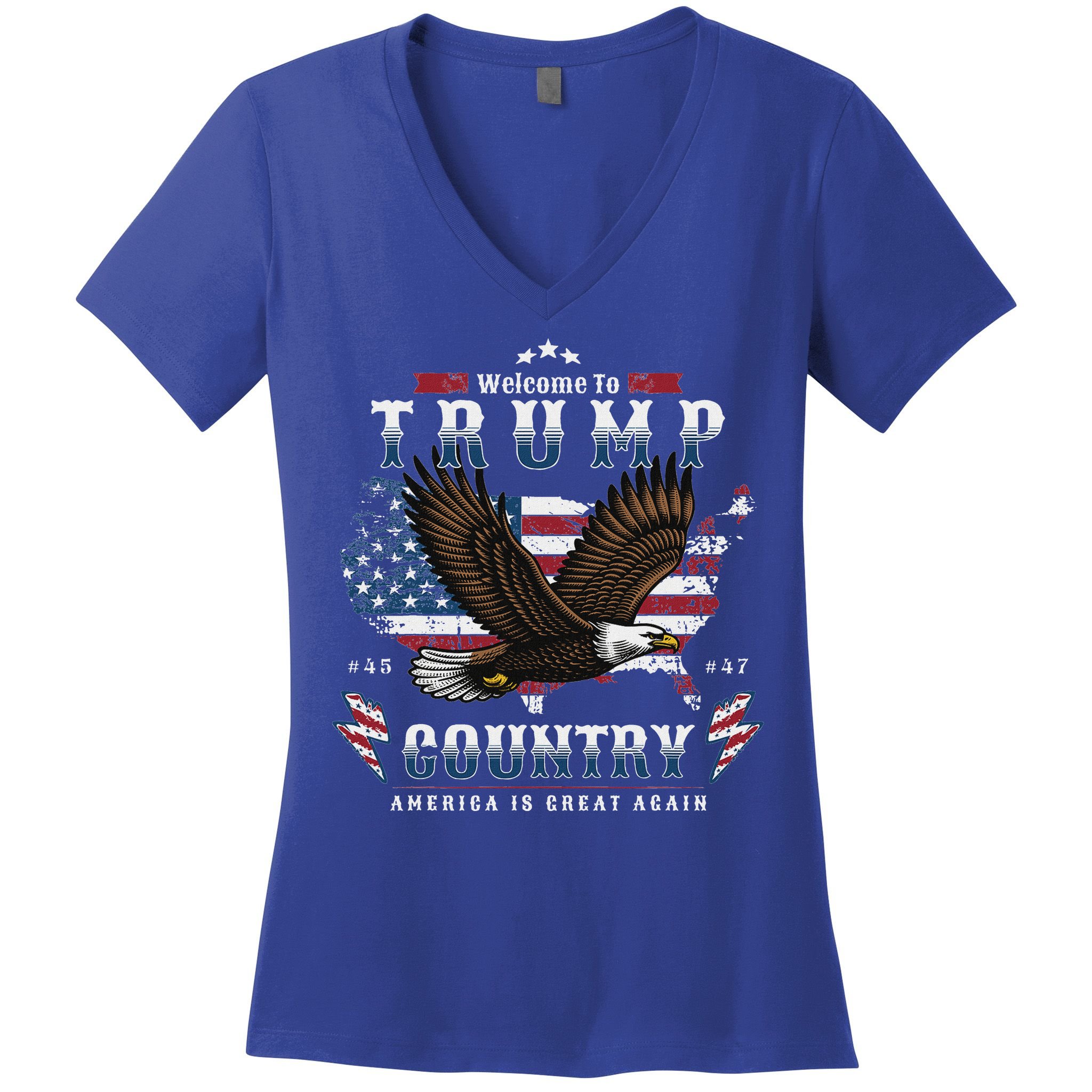 American Made Trump Merchandise Flag Trump 45 47 Women's V-Neck T-Shirt