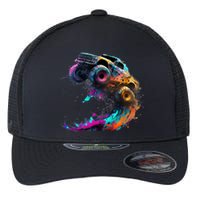 Airborne Monster Truck Jump Off Road Vehicle Colorful Dirt Flexfit Unipanel Trucker Cap