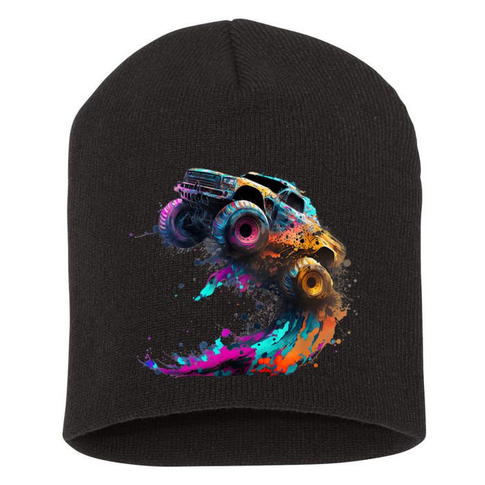 Airborne Monster Truck Jump Off Road Vehicle Colorful Dirt Short Acrylic Beanie