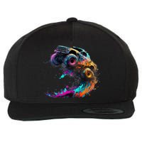 Airborne Monster Truck Jump Off Road Vehicle Colorful Dirt Wool Snapback Cap