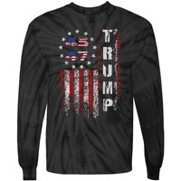 American Made Trump Merchandise Flag Trump 45 47 Trump 2025 Tie-Dye Long Sleeve Shirt